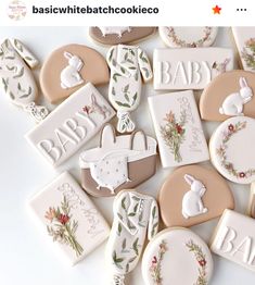 some cookies that are on top of each other with the words baby written in them