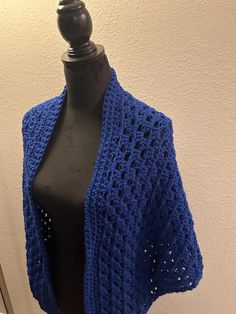 Beautiful hand made shawl . Great as an accessory or outer wear. Other colors available. Great as a Christmas gift or wedding party gifts . Luxury Blue Shawl For Festivals, Elegant Blue Summer Shawl, Handmade Blue Shawl For Winter, Blue Handmade Beach Shawl, Blue Crochet Shawl One Size, Wedding Party Gifts, Outer Wear, Prayer Shawl, Gifts For Wedding Party