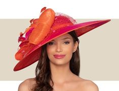 Gold Coast Couture carries a large selection of Kentucky Derby hats, royal wedding hats, fascinators, and more. View our full catalog on our website here. Orange And Hot Pink, Kentucky Derby Hats, Middle Aged Women, Fancy Hats, Royal Weddings, Fascinator Hats, Wedding Hats, Derby Hats, Royal Wedding