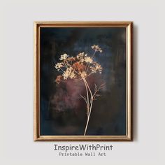 an image of a painting with flowers in it's gold frame on the wall