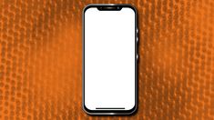 an image of a cell phone with a white screen on the front and orange background