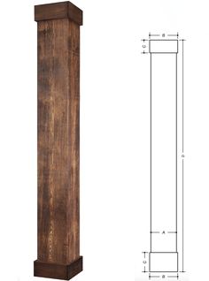 a tall wooden object with measurements for it