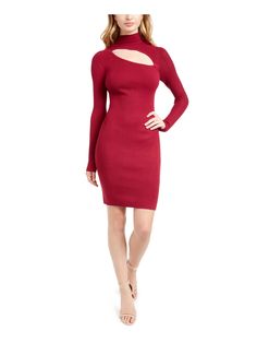 Rayon|Turtle Neck | Imported Christmas Wear, Cutout Sweater, Womens Sweater, Body Con Dress, Review Dresses, Mock Neckline, Women Sleeve, Junior Dresses, Dress Red