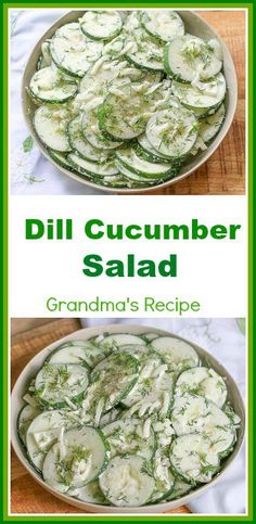 cucumber salad in a bowl with the title above it