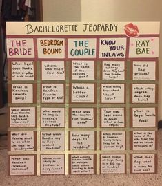 the bachelor party game board is set up for guests to play on their wedding day