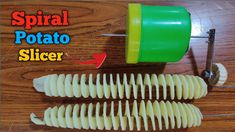 the spiral potato slicer is being used to cut potatoes