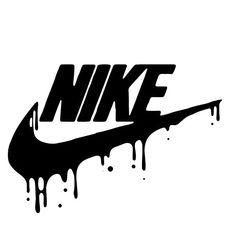 the nike logo is black and white with dripping paint on it's bottom half