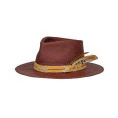 Material: Handwoven Ecuadorian straw Color: Merlot Treatment: Clean Dimensions: Crown height: 4"; brim width: 3" Details: Aztec woven base band Feather detail Roan leather sweatband Crown Heights, Merlot, Hat Sizes, Straw, Hand Weaving, Perfect Fit, Crown, Band, Leather