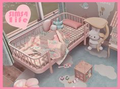 a baby's room is decorated in pastel colors