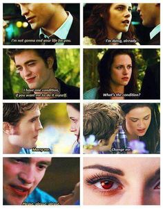 the twilight saga is shown in several different ways, including one with red eyes and another with