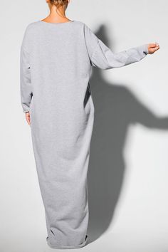 "Winter Kaftan Dress, Loose Maxi Dress, Long Sleeve Dress Our new design for Fall Winter Collection 2018 - Grey long sleeve dress in casual style. This Long dress is everything the winter wardrobe staple should be - it's beautiful, warm, cozy, comfortable and versatile. This winter dress has a slightly loose silhouette and is made from fluffy , thick cotton blend that feels silky soft against your skin. Straight forms , elegant silhouette, comfy feel, beautiful look ! FABRIC : Thick, fluffy, win Casual Long Oversized Sweater Dress, Oversized Long Sweater Dress Casual, Oversized Long Sweater Dress, Casual Style, Gray Long Sleeve Dresses With Relaxed Fit, Gray Cotton Winter Dress, Oversized Gray Fall Dress, Gray Dress For Fall Loungewear, Gray Dress For Loungewear In Fall, Gray Fall Loungewear Dress