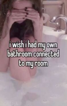 a woman sitting in a bathtub with her hands on her face and the words i wish