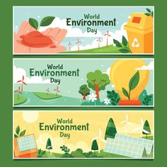 two horizontal banners for world environment day