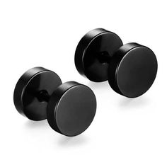 black stud earrings men dumbbell screw back Bts Earrings, Black Earrings Men, Studs For Men, Piercing Labret, Mens Earrings Studs, Double Piercing, Stud Earrings For Men, Studs Men, Earrings For Men