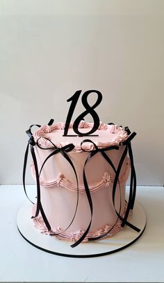 Black And Pink Cake Birthdays, Sephora Cake, Lambeth Cake, 26 Birthday, 17th Birthday Ideas, Vintage Cakes, 18th Birthday Cake, Cute Calendar, 26th Birthday