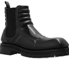 Balmain Black Boot Sz 42 (Mens Sz 8.5 Or Women’s 10.5) Unisex Boots Designer Chelsea Boots With Round Toe For Work, Calf Leather Chelsea Boots With Textured Sole, Slip-on Calf Leather Boots With Rubber Heel Cap, Calf Leather Slip-on Boots With Rubber Heel Cap, Business Boots With Textured Sole And Closed Toe, Slip-on Boots With Reinforced Heel In Calf Leather, Luxury Slip-on Boots With Rubber Sole, Designer Workwear Boots With Lug Sole, Designer Black Chelsea Ankle Boots