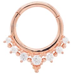 16 ga. 14kt Yellow, White or Rose Gold Description & Features: The "Lala" hinged ring is a perfect example of how there's nothing better than an inspired combination of gems and beadwork. (1) 2mm Round White CZ surrounded by (2) 1.75mm Round White CZ's, (2) 1.5mm Round White CZ's & (2) 1.25mm Round White CZ's in Prong's Available in 5/16" and 3/8" diameter ★★★★★★★★★★★★★★★★★★★★★★ Brand: Buddha Jewelry Organics Collection: 40709 Material(s): solid 14kt gold, cz's Item Code: Commonly worn in: daith Hinged Ring, Buddha Jewelry, 14kt Gold, High Quality Jewelry, Hinges, Or Rose, Yellow White, Diamond Bracelet, Bead Work