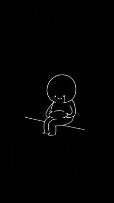 a black and white drawing of a person sitting in the dark with their head down