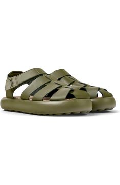 Camper Pelotas Flota Fisherman Sandal (Men) | Nordstrom Modern Outdoor Sandals With Removable Insole, Modern Leather Sport Sandals For Outdoor, Green Casual Sandals With Adjustable Straps, Green Leather Sport Sandals For Outdoor, Green Leather Sport Sandals With Cushioned Footbed, Modern Sandals With Rubber Sole For Vacation, Modern Vacation Sandals With Rubber Sole, Casual Open Toe Sandals With Rubber Waffle Outsoles, Modern Green Sport Sandals For Summer