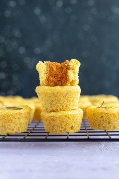 cornbread muffins stacked on top of each other