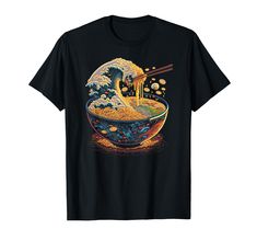 PRICES MAY VARY. Great shirt for yourself, family, grandpa, grandma, grandmother, grandfather, mom, dad, sister, brother, uncle, aunt, men, women or anyone on birthday, summer, Mother's Day, Father's Day, Family Day, Thanksgiving, Christmas or any anniversary Japanese Kanagawa Wave Ramen Graphic Retro Anime Noodles Art Tshirt. great gift for Japanese Lover. Do you love all things Japanese and cute? This anime inspired, adorable, bowl of ramen noodles is the perfect shirt for you! Lightweight, Cl Anime Noodles, Ramen Graphic, Ramen Shirt, Noodle Art, Art Tshirt, Birthday Summer, Japanese Ramen, Retro Anime, Tshirt Art