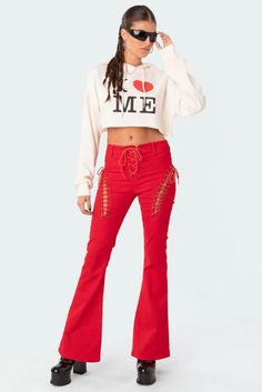 Engine Red Flared Jeans – edikted Mid-rise Red Pants For Fall, Red Mid-rise Pants For Fall, Red High-rise Jeans For Spring, High Rise Red Jeans For Spring, Red High Rise Jeans For Spring, Red High Waist Fitted Flare Jeans, Red Fitted High Waist Flare Jeans, Fitted Red Flare Jeans For Spring, Casual Red High Rise Flare Jeans