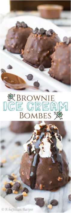 Brownie Ice Cream Bombs Brownies Cheesecake, Brownie Ice Cream, Ice Cream Popsicles, Ice Cream Treats, Cream Desserts, Ice Cream Desserts, Köstliche Desserts, Homemade Ice, Milkshakes