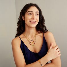 Our Myrtle layered necklace features vibrant pastel stones, serving as a statement piece for spring and summer outfits as it adds a cheerful touch of color. Beachy Necklace, Spring And Summer Outfits, Hair Accessories Pins, Lori Harvey, Plain Outfits, Sports Illustrated Swimsuit, City Design, Pastel Hues, Classic Gold