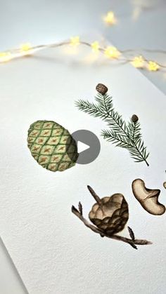 an image of christmas cards with pine cones and acorns