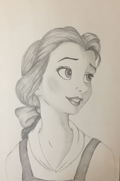 a pencil drawing of a girl with big eyes and a bow in her hair, looking to the side