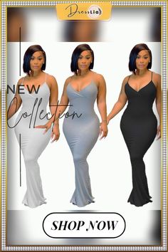 Sexy Solid Color Deep V-neck Summer Women Sleeveless Spaghetti Strap Skinny Party Maxi Dresses Party Maxi Dresses, Bodycon Fashion, Maxi Dress Party, Strap Dress, Spaghetti Strap Dresses, Deep V Neck, 1 Million, Maxi Dresses, Deep V