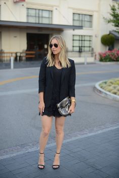 #fashion #fashionista @Emily Schoenfeld Schuman / Cupcakes and Cashmere Cupcakes and Cashmere Black Lace Shorts, Cupcakes And Cashmere, Bathing Suit Top, Blazer And Shorts, Short Suit, Well Dressed, Black Shorts, Spring Summer Fashion, Lace Shorts