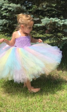 Pastel Rainbow Girls Tutu Dress, Birthday Party Tutu, Easter Dress, Lavender Dress Up Costume, ANY COLOR 1st, 2nd, 3rd, 4th,5th,6th Birthday by AvaryMaeInspirations on Etsy Pastel Rainbow Birthday Party, Easter Tutu Dress, Pink Birthday Outfit, Pastel Rainbow Birthday, Toddler Dress Up, Easter Tutu, Tulle Pink, Tulle Tutu Dress, Blue Tutu