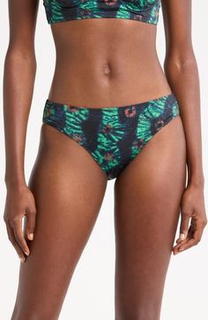 A eye-catching pattern brings sunny flair to these classic hipster bikini bottoms. Moderate back coverage Lined 80% polyamide, 20% elastane Hand wash, dry flat Made in Portugal Green Printed Poolside Bottoms, Green Printed Bottoms For Poolside, Printed Stretch Bottoms For Poolside, Stretch Printed Bottoms For Poolside, Printed Elastane Swimwear For Poolside, Stretch Printed Tie-side Bottoms, Stretch Printed Bottoms For Pool, Swim Bottoms, Nordstrom Store