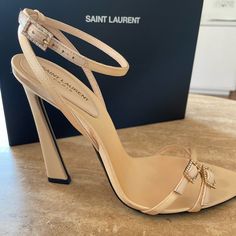 Used One Time For An Indoor Event. Pristine Condition! Luxury Beige Elegant Heels, Luxury Beige Party Heels, Luxury Beige Ankle Strap Heels, Luxury Beige Ankle-high Heels, Luxury Beige 4-inch Heels, Beige Heels, Indoor Event, Shoes Women Heels, Shoes Heels