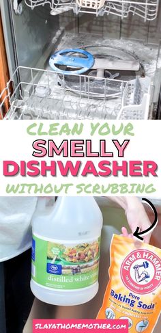 the dishwasher is clean and ready to be filled with cleaning products that you can use