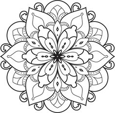 a black and white circular flower design