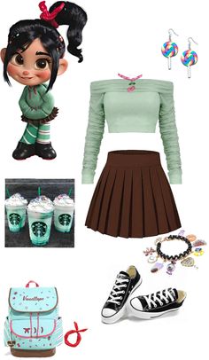 Dress As A Movie Character, Diy Disney Themed Outfits, Disney Color Blocking Outfits, Venelope Costume Halloween, Simple Disney Inspired Outfits, Disneybound Character Outfits, Character To Dress Up As, Disneybound Outfits Pixar, Vanellope Inspired Outfit