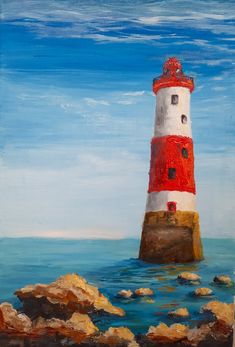 Lighthouse Easy Detailed Paintings, Oil Pastel Famous Art, Lighthouse Oil Pastel, Lighthouse Painting Ideas, Nature Pastel Art, Simple Painting Landscape, Paint With Oil Pastels, Painting Ideas On Canvas Landscapes Easy, Canvas Painting Inspo Aesthetic