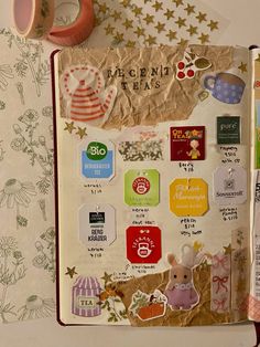 Junk Page Ideas, Family Junk Journal Ideas, Junk Journal Tea Bags, Tea Junk Journal, 2025 Junk Journal Page, December Junk Journal Ideas, Junk Journal Book Page Ideas, Tea Bag Ideas, Coffee Junk Journal Ideas