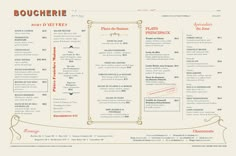 a restaurant menu with an orange border