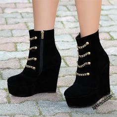 Goth Shoes, Fancy Shoes, Hype Shoes, Black Wedge, Stylish Boots, Cute Boots