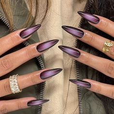 Almond Manicure, Nails Goth, Aura Nails, Witch Nails, Goth Nails, Purple Nail