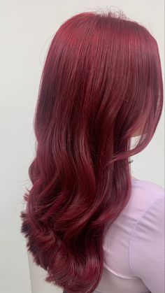 Dark To Light Pink Hair, Cherry Red Hair Ideas, Red Dyed Hair Aesthetic, Dark Red Hair Color Aesthetic, Dark Pink Red Hair, Cheery Red Hair Color, Dark Red Pink Hair, Berry Red Hair Color, Dark Pink Hair Aesthetic