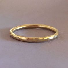 14k Yellow or Rose Gold Stacking Ring - Hand Hammered - 1.6 mm Anniversary Rose Gold Hammered Stackable Rings, 14k Gold Hammered Stackable Promise Rings, Classic Hammered Stackable Promise Rings, Classic Hammered Stackable Round Band Rings, Hammered Rose Gold Stackable Rings For Wedding, Hammered Stackable Round Band Rings As Gifts, Classic Hammered Yellow Gold Stackable Rings, Wedding Stackable Hammered Rose Gold Rings, Adjustable Hammered Stackable Wedding Rings