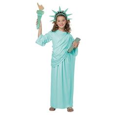 Halloween California Costumes Statue of Liberty Child Costume: Large, Women's, Blue Statue Of Liberty Costume, Scary Halloween Food, California Costumes, Book Week Costume, Theatre Costumes, Lady Liberty, Costume Collection, Halloween Food For Party, Halloween Girl