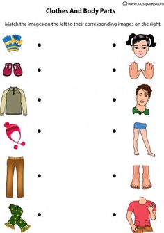 clothes and body parts worksheet for kids to learn how to find the correct object