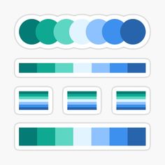 a set of color swatches sticker on a white background with blue and green colors