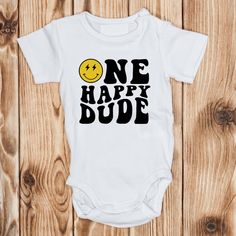 One Happy Dude Boy First Birthday Party Matching Shirt One Happy Dude, Cute Bodysuits, Newborn Fashion, Boy Clothing, Birthday Boy Shirts, Newborn Outfit, Stylish Boys, Boy First Birthday, Little Outfits