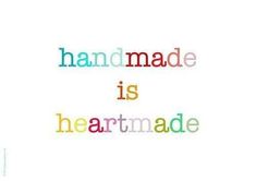 the words handmade is heartmade written in multicolors on a white background